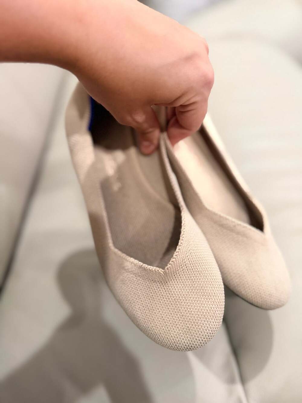 Rothy's The Point Beige Knit Ballet Flats Size 6